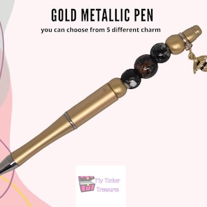 Gouden kralen pen met Bij,  verjaardags kado, kleine kadootjes,  moederdag, verjaardag, planner pen,