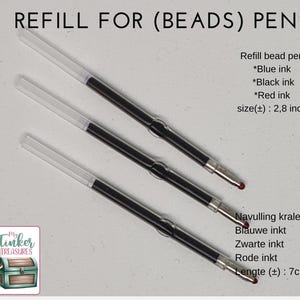 Navulling kralen pen, blauwe inkt, zwarte inkt, zwarte navulling pen, blauwe navulling pen, 7 cm navulling
