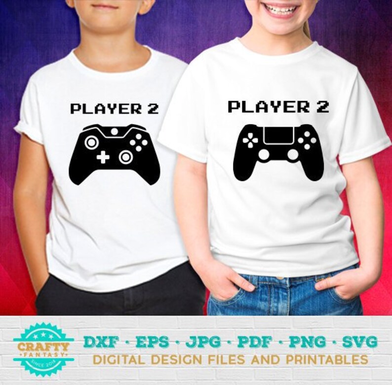 Player 1 & player 2 players svg video game svg friends svg | Etsy