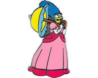 Marge Simpsons Pin the Simpsons Unique Fantasy Pins Marge Simpson as Princess Peach Marge Pin Handmade Pin Limited Edition Etsy