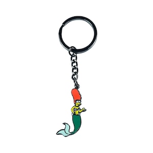 Keychain – Marge Simpson from The Simpsons – Disney Fantasy | Handmade Marge as Ariel Collectible Charm with Beehive Hair Design