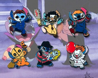 Stitch pin, Halloween pin, Adorable and Scary Disney Fantasy Collection Pins, Enamel Pin, for Horror fans and Disney Lovers, Limited Edition