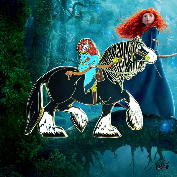 Princesse Merida et son cheval, Brave : épingles mignonnes Disney Fantasy, cadeau parfait pour les amateurs et les fans de Disney, épingle mignonne et colorée, stock limité