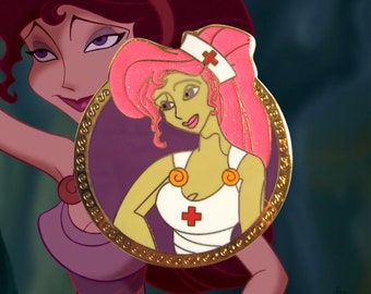 Megara as Nurse, Hercules, Disney fantasy pins, This mythological adventure, Hard enamel, Megara Adorable and cute pins, Purple Pin