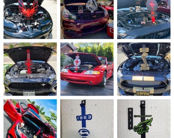 Custom Car Hood Prop - Heavy-Duty Steel Hood Stand - Personalized Engine Bay Prop for Car Shows, Mechanics & Auto Enthusiasts