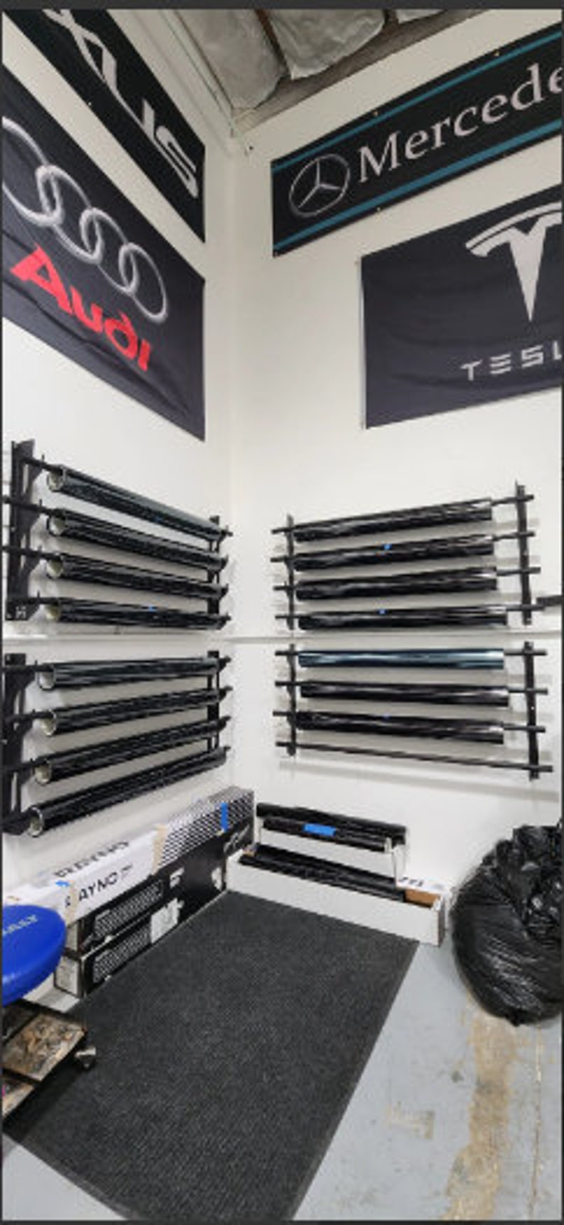 Tint and Vinyl Wrap Rack - Wall Mounted Organizer for Vinyl Rolls ...
