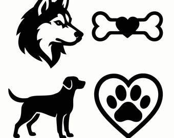 Dog SVG Bundle: Husky, Labrador, Paw & Bone Designs (Digital Download)