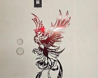 Metal Phoenix Wall Art: Rustic Firebird Silhouette - 24 Inch