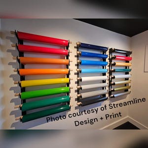 Tint and Vinyl Wrap Rack - Wall Mounted Organizer for Vinyl Rolls - Craft, Wrapping Paper & Stabilizer Storage - Space-Saving Roll Holder