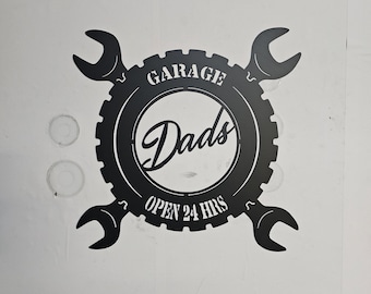 Dad's Garage Metal Wall Art: Wrench & Gear, Powder Coated Steel