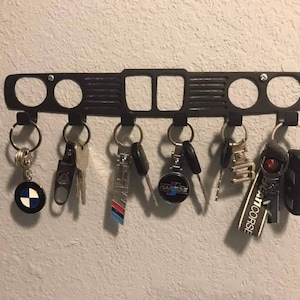 Classic BMW M5 Key Holder Wall Mounted Steel Key Rack E28 Style Organizer 12x4 Metal Garage Entryway Man Cave Decor Gift