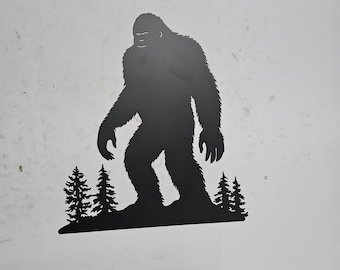Bigfoot Metal Wall Art: Forest Silhouette, Rustic Cabin Decor