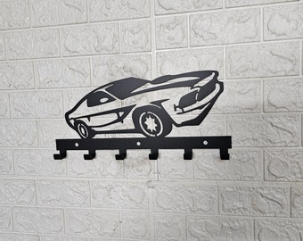 Custom Muscle Car Key Holder - Steel Wall Mounted Key Rack - Sports Car Key Hanger for Garage, Entryway, or Man Cave Decor