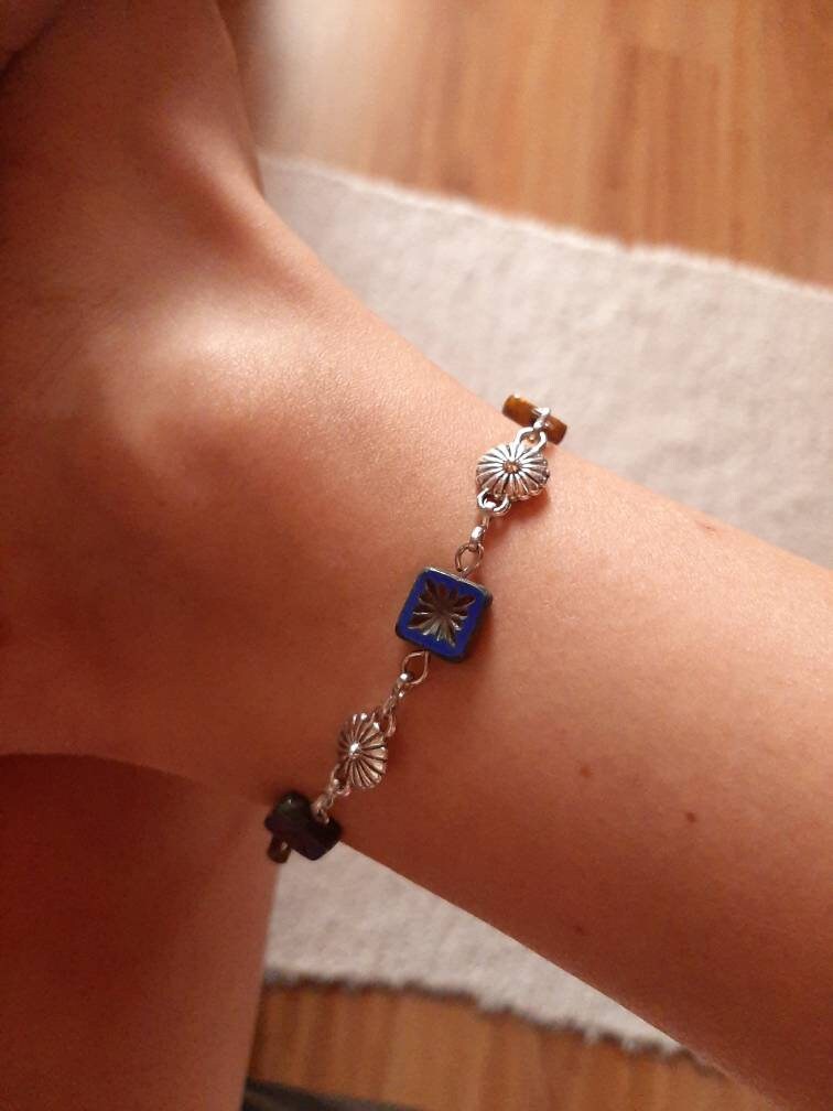 Blaues und gelbes Fußkettchen Damen Sommer Fußkettchen | Etsy
