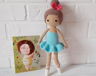 Ballerina birthday doll, my first baby doll, Knit stuffed ballerina doll, Ballet dancer doll, baby girl toys, 5-10 years girl birthday gift