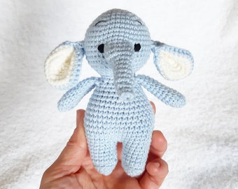 Elephant baby boy gift, crochet blue elephant, knit stuffed elephant toy baby boy, gift for baby nephew, knitted elephant, 1st birthday gift