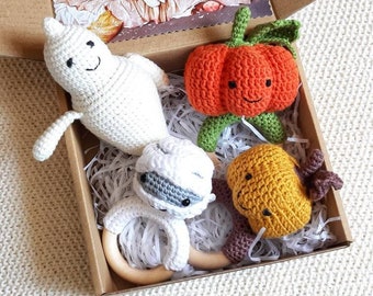 Jouets bébé Halloween, hochet citrouille d'halloween nouveau-né, hochet bébé fantôme, jouet bébé effrayant, hochet bébé horreur, faveurs de shower de bébé halloween