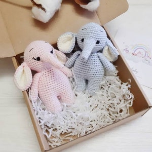 Elephant twins boy and girl stuffed animals, baby shower gift twins, congratulations pregnancy gift twins, twins stuffed animals elephants