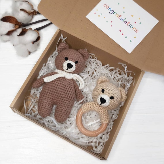 Regalo de bebé de oso de peluche hecho a mano, juguetes para bebés