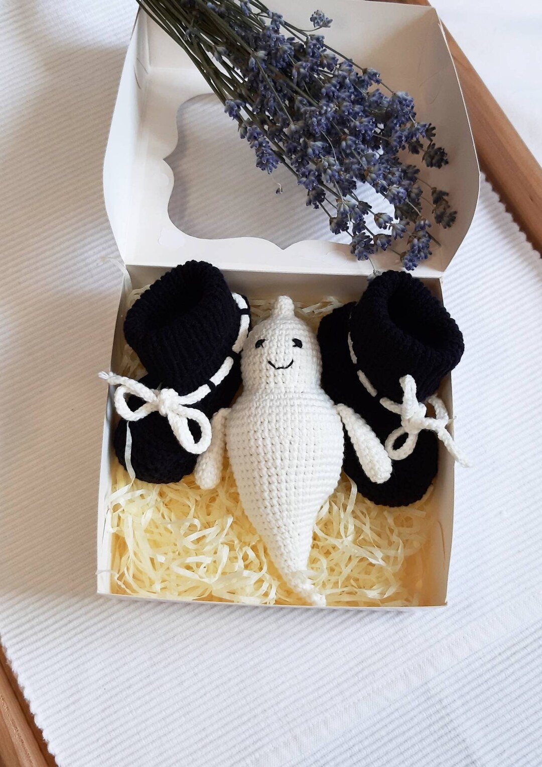 Spooky Baby Rattle, Ghost Baby Rattle & Booties, Halloween Baby Rattle