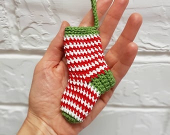 Mini Christmas stockings, mini christmas tree garland, tiny Christmas decorations, mini christmas tree ornament, mini knit stocking