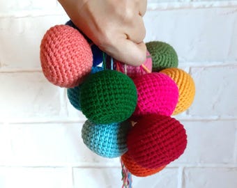 Crochet rainbow montessori ball, crochet baby balls, montessori knit rainbow balls for fine motor skills, dog pet play cat balls