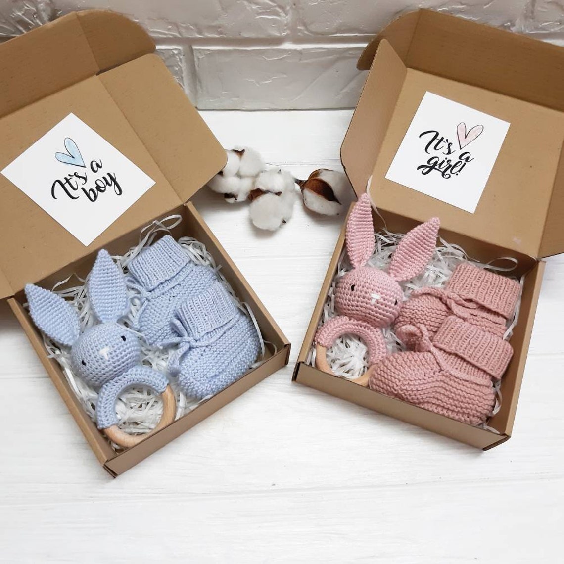 Gender Reveal Party Gift, Twins Boy&girl Gift, Twins Baby Gift, Bunny ...