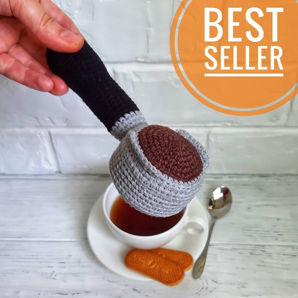 Coffee baby rattle, coffee baby toy, Coffee crochet toys, Baby gift coffee, coffee play food, gender neutral rattle, Crochet rattle long