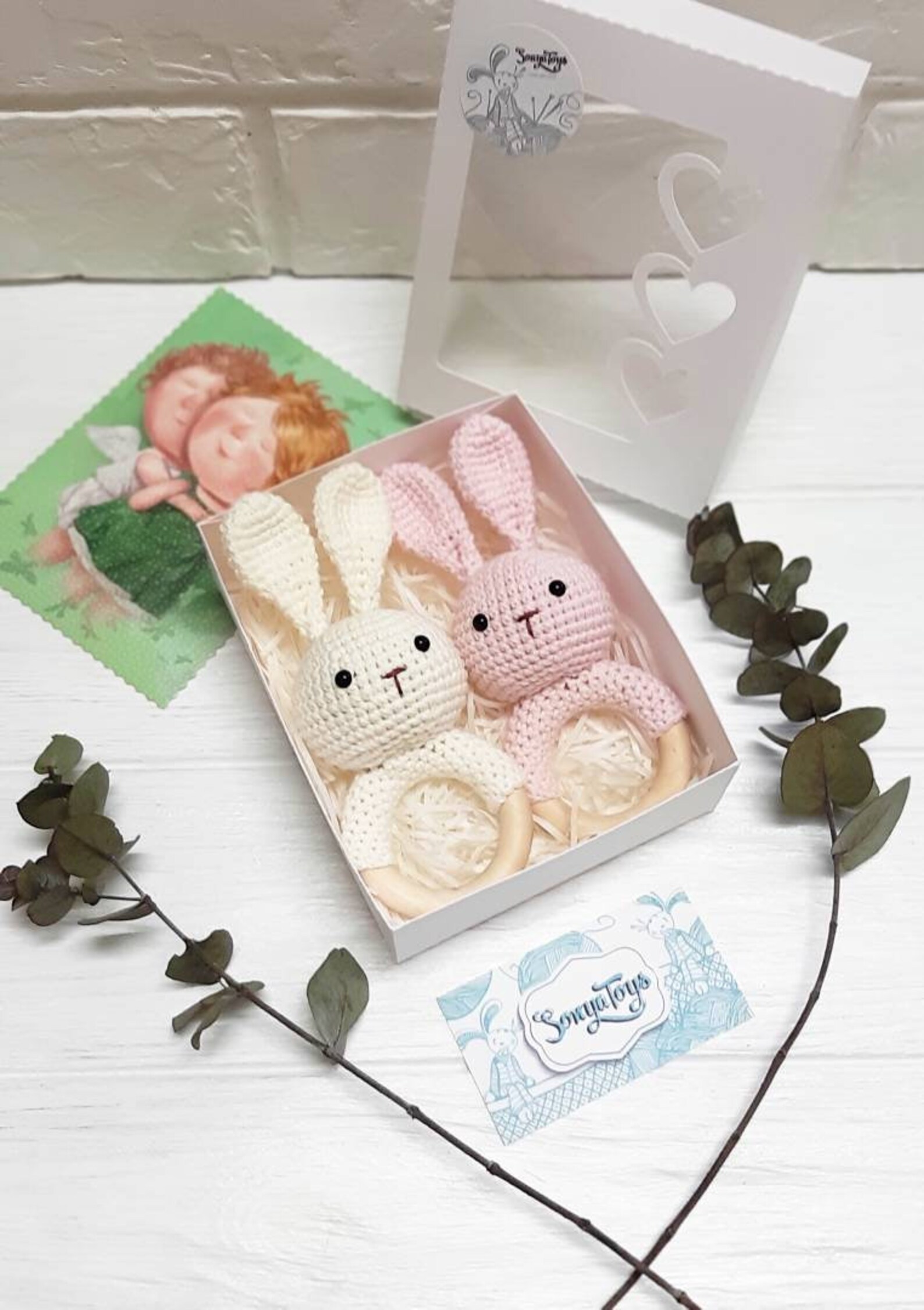 Twin Bunny Rattles Twin Mom Gifts Twins Pregnancy | Etsy