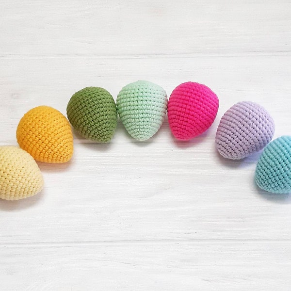 Crochet rainbow eggs for kids, easter baby gift, chicken lover, Pretend play food, knit baby egg rattle, montessori baby toys, farm baby toy