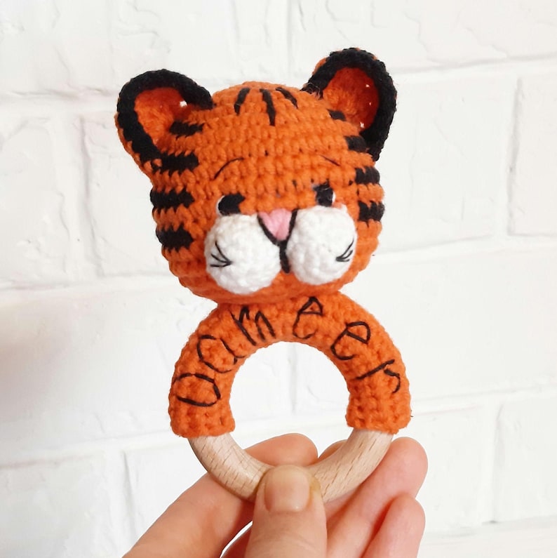 Safari Baby Rattles: Crochet Lion Tiger Rattle, Elephant, Panda, Sloth ...