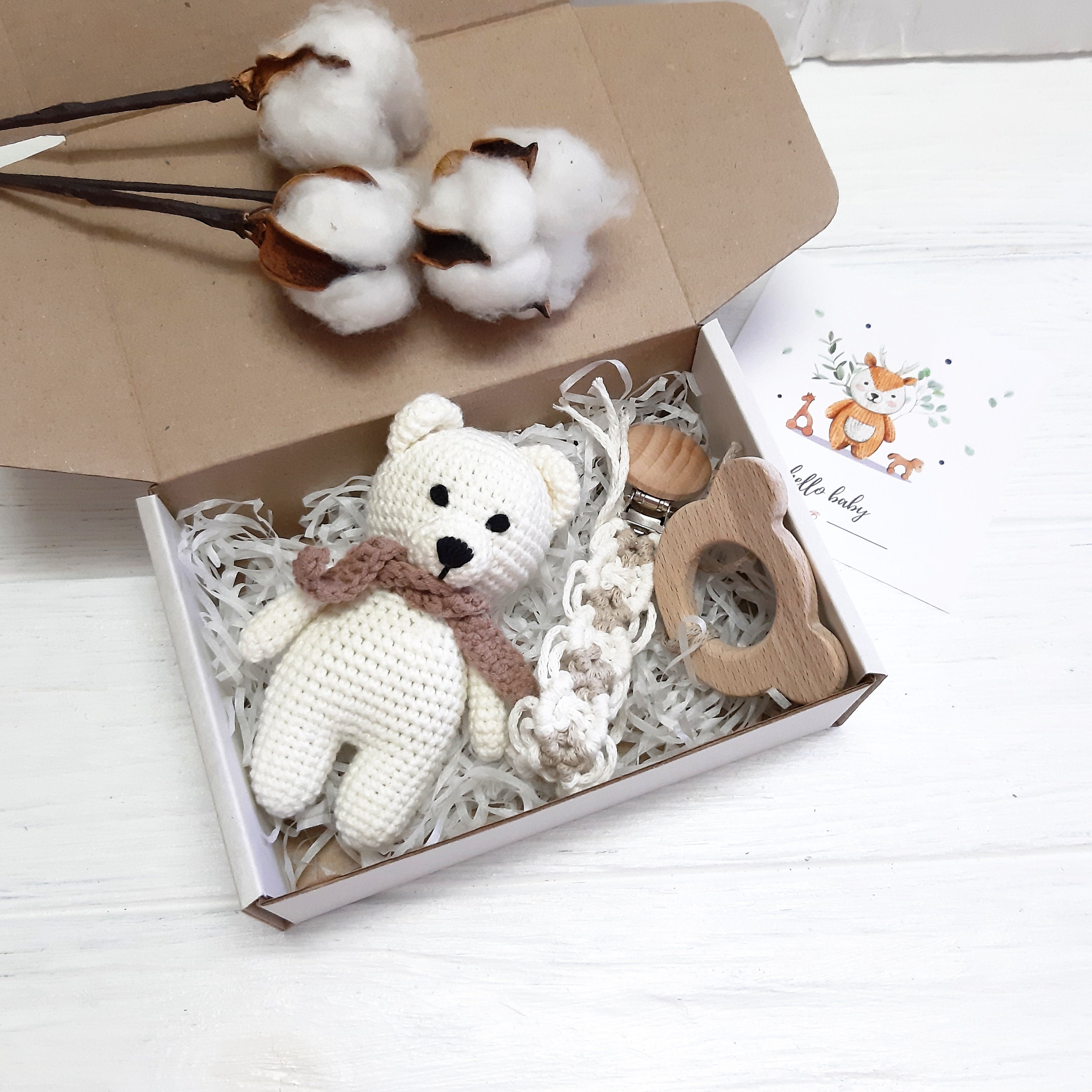 Little Teddy Bear Baby Gift Set Personalized for Woodland Baby Shower ...