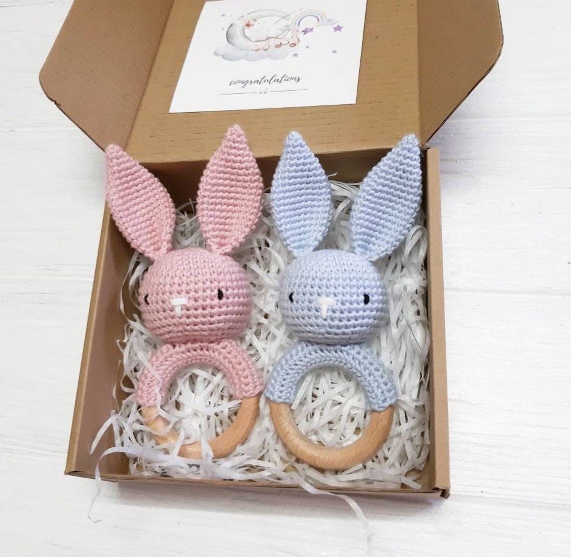 Gender Reveal Party Gift, Twins Boy&girl Gift, Twins Baby Gift, Bunny ...