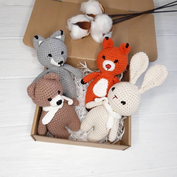 Woodland Stuffed Animals Set: Bear Bunny Fox Wolf Toy Crochet - Etsy Woodland Stuffed Animals Set: Bear Bunny Fox Wolf Toy Crochet - Etsy