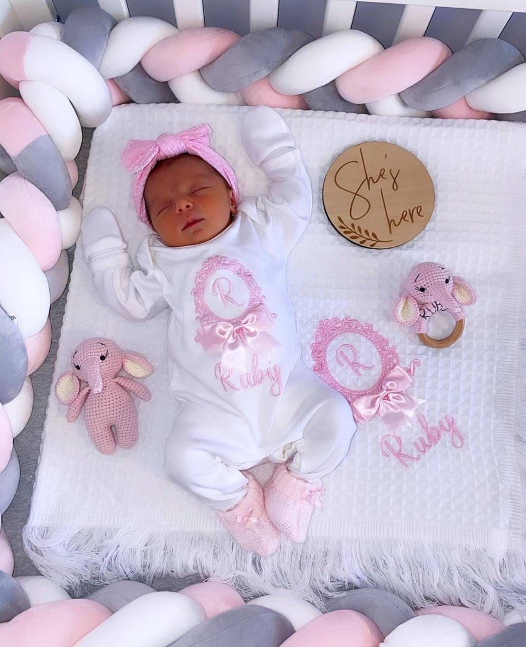 Pink Elephant Baby Girl Gift Box, Pink Elephant Toy, Baby Girl Newborn ...