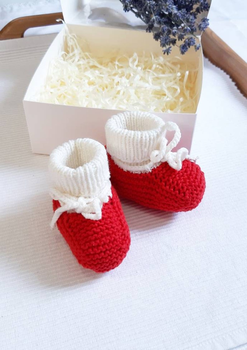 Fly agaric mushroom rattle & santa baby shoes, christmas booties, unique goblincore baby gift, knit rattle and booties, forest baby shower image 8