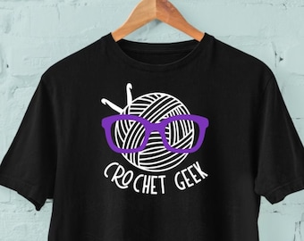 Crochet Geek Funny T-shirt for Women, Knitting Nerd or Crocheter Plus Size, Geeky Nerdy Black Tee XS - XL 2XL 3XL 4XL 5XL Free Shipping