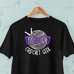 Crochet Geek Funny T-shirt for Women, Knitting Nerd or Crocheter Plus Size, Geeky Nerdy Black Tee XS - XL 2XL 3XL 4XL 5XL Free Shipping