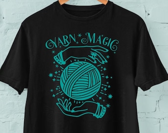 Yarn Magic T-shirt, Crochet Tee Shirt, Knitter Graphic Tee, Yarn Lover's Top, Womens Tops Plus Size XS - XL 2XL 3XL 4XL 5XL Free Shipping