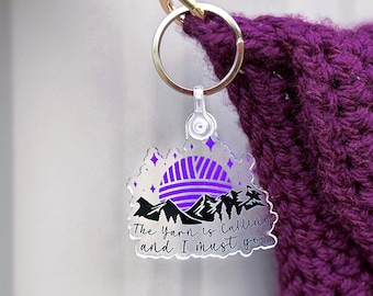 Yarn is Calling Keychain Charm, Mountain Aesthetic Keyring for Yarn Lover, Unique Gift for Friend who Crafts, 2" Acrylic Keyfob