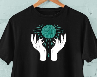 Magic Hands Witchy Crafting T-shirt, Printed Tee for Yarn Lovers and Crafty Women, Crocheters and Knitters XL 2XL 3XL 4XL 5XL Free Shipping