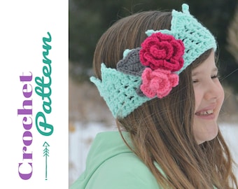 Crochet Pattern, Flower Headband, Birthday Crown, Flower Girl Crown, Patterns, Crochet Flower, Floral Crown, Digital Download, Unique Gift