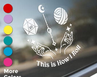 Yarn Dice Lover Car Decal, This is How I Roll Funny RPG Bumper Sticker for Knitter or Crocheter, Wall Sticker for TTRPG DnD MTG Player