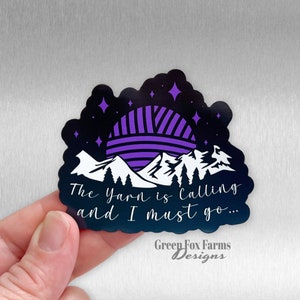 Yarn is Calling Refrigerator Magnet, Funny Magnet for Knitters, Crocheters, and Yarn Lovers, Mountains and Yarn Moon