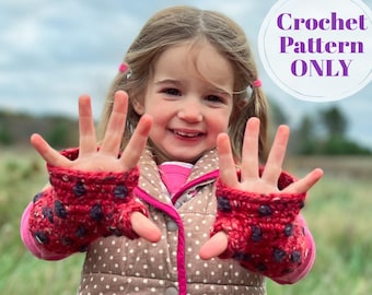 Fingerless Gloves Crochet Pattern, Wrist Warmers Crochet Pattern with 4 sizes Toddler, Child, Teen or Womens, Mens Digital Download ONLY