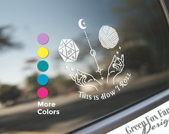 Yarn Dice Lover Car Decal, This is How I Roll Funny RPG Bumper Sticker for Knitter or Crocheter, Wall Sticker for TTRPG DnD MTG Player