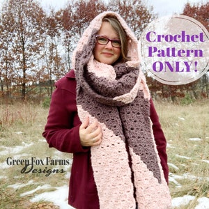 Oversized Scarves Crochet Pattern, Womens Winter Scarf, Chunky Crochet Scarf, Super Long Scarves Winter Accessories Digital Download image 6