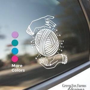 Yarn Magic Car Decal, Magic Hands Sticker, Magical Yarn Lover Vinyl Car Sticker, Aesthetic Car Decal image 1