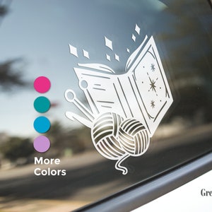 Books and Yarn Car Window Decal, Vehicle Sticker for Book Lover and Yarn Lover