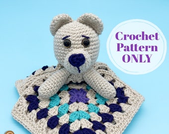 Crochet Teddy Bear Pattern, Crochet Animals Amigurumi Easy Bear Pattern, Granny Square Baby Blanket Lovey Pattern, Digital Download ONLY